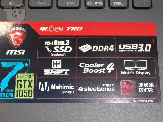MSI GL62M 15.6" 7RD 265 i5-7300HQ Nvidia GTX 1050 2GB,1TB